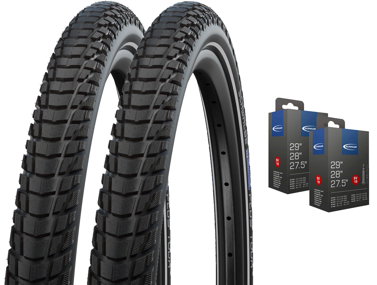 Schwalbe Marathon Plus 40-622 + Chambre à Air SV19 Set 1 Schwalbe Marathon Plus 40-622 + Chambre à Air SV19 Set